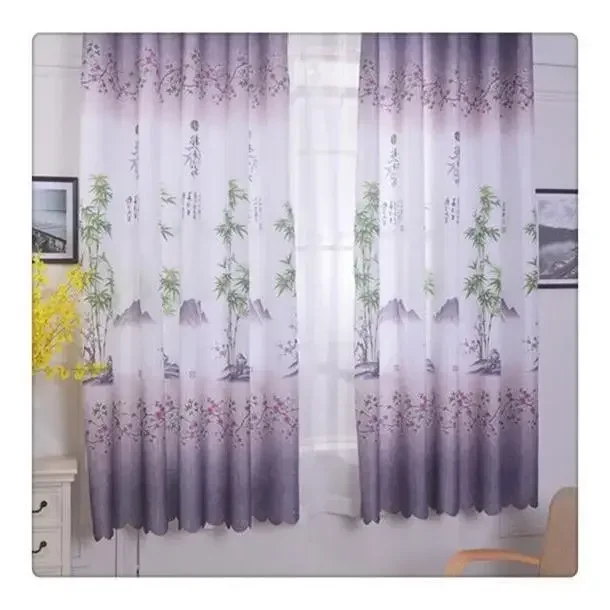 

20389-QB- Gradient Color Print Voile Nordic Grey Window Modern Living Room Curtains Tulle Sheer Fabrics Rideaux Cortinas