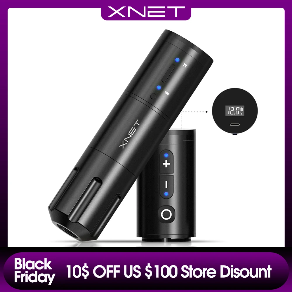 XNET Elite Wireless Tattoo Pen Machine Powerful Coreless DC Motor Fast Charging 2000mAh Lithium Battery for Artist Body