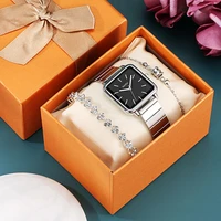 minimalist square women quartz watches bracelet set luxury stainless steel wristwatches fashion gift for women relogio feminino