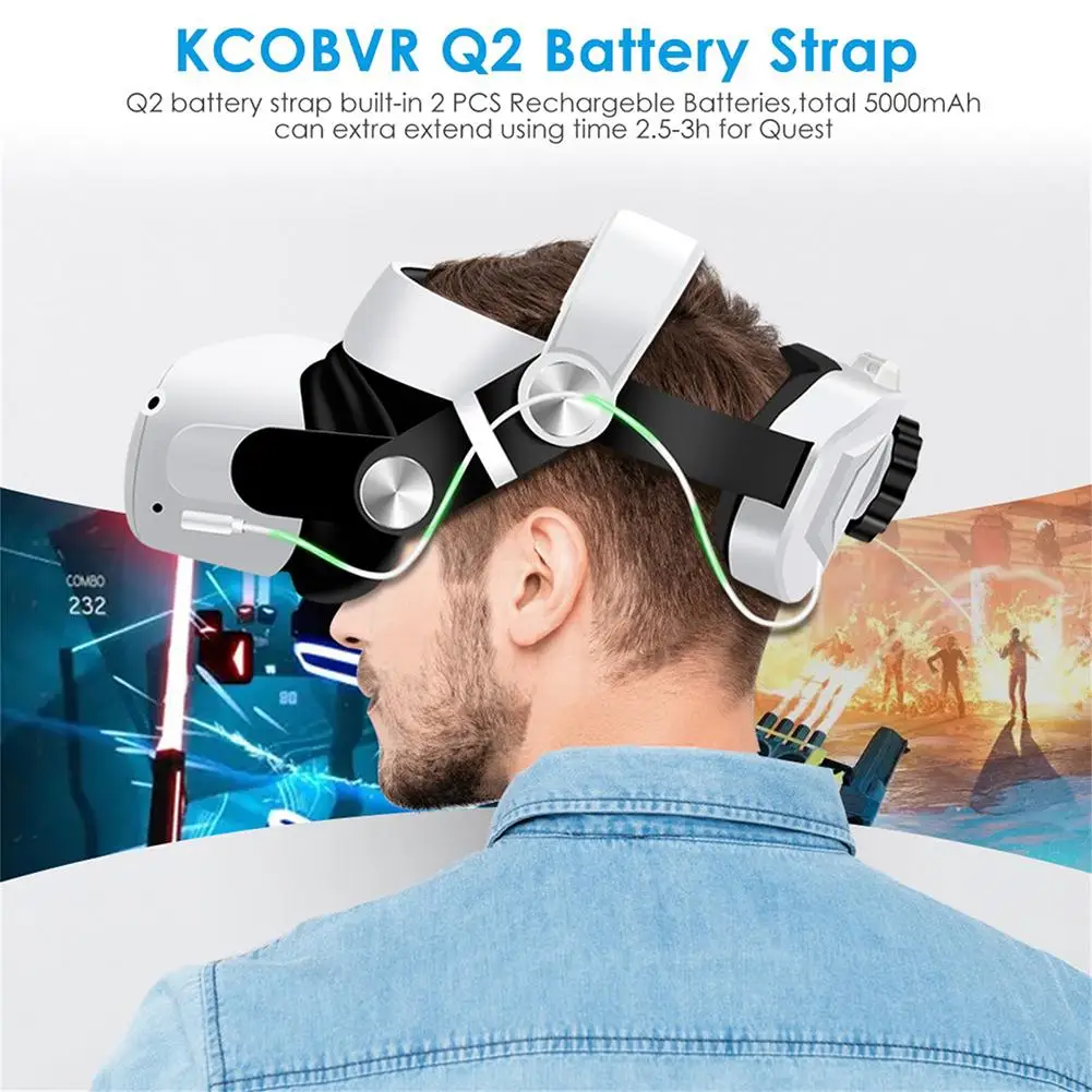 

For Oculus Quest 2 VR Glasses Accessories Quest 2 Headset Rechargeable Head Strap Built-in 5000mAh Battery Quest2 Case dropship