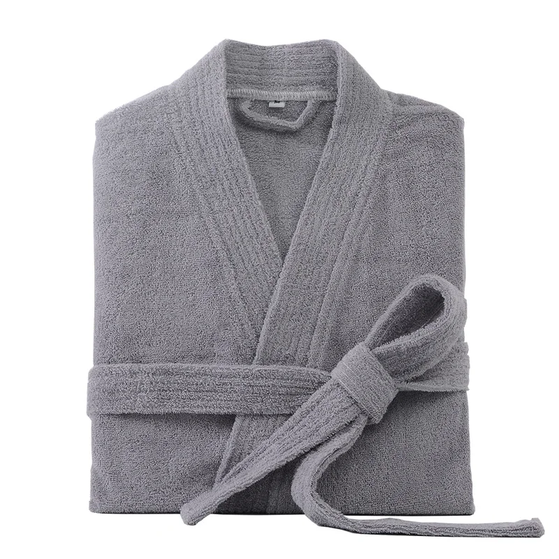 

100% Cotton Bathrobe For Men Long Thick Absorbent Terry Bath Robe Kimono Men Towel Bathrobe Solid Sleepwear Women Dressing Gown