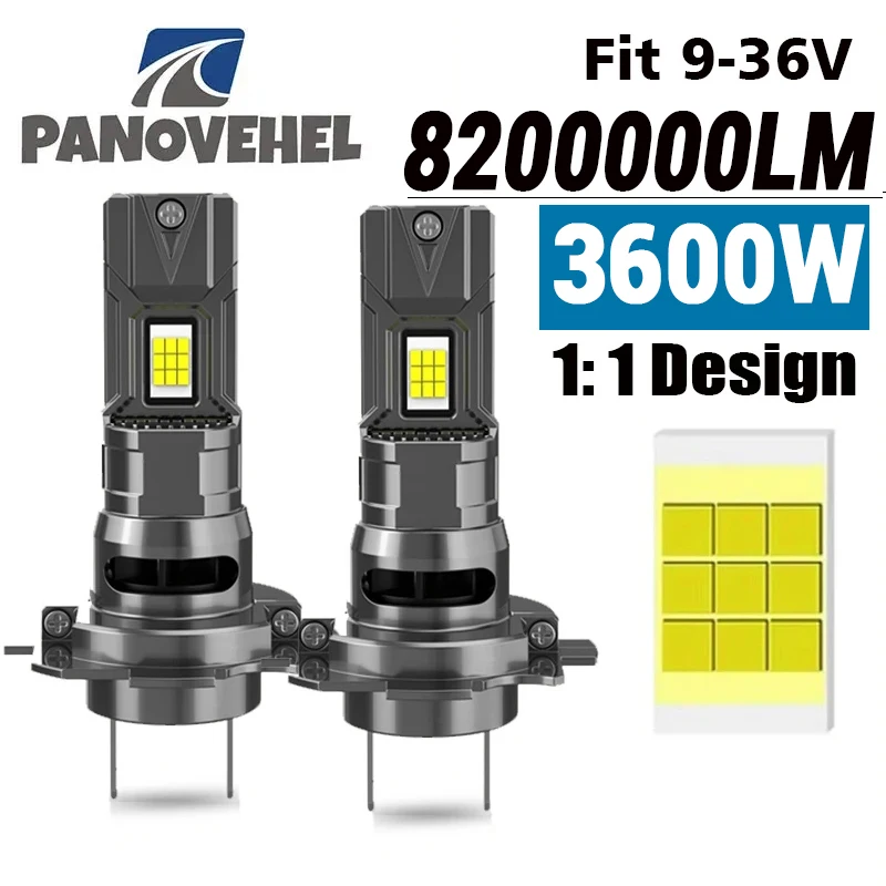 Фото PANOVEHEL Mini H7 Светодиодная лампа для фар 18 шт. CSP H1 H4 H11 Автомобильная противотуманная фара Canbus H7 9005 Led Turbo Auto White 6000K 12V 24V №1