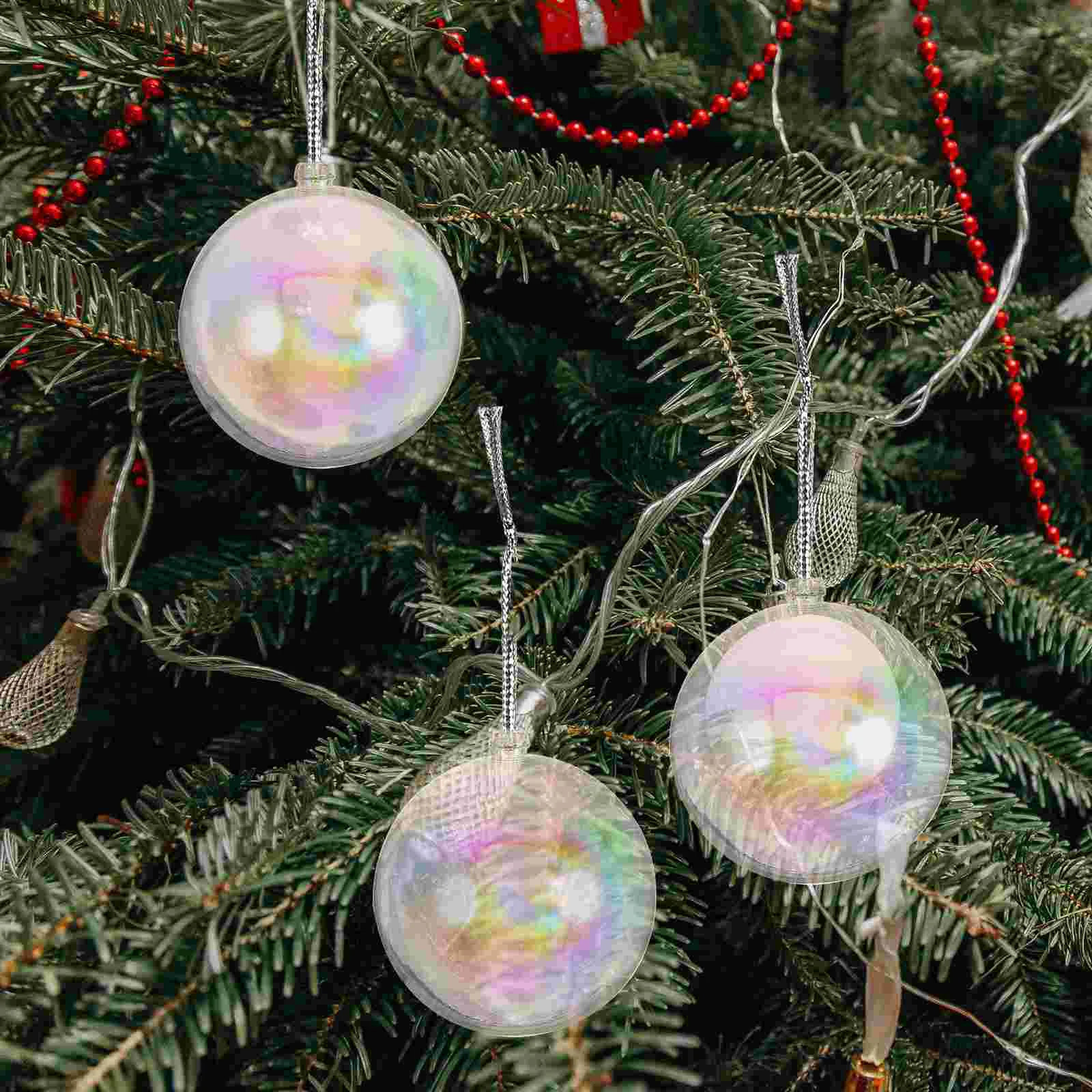 25 Pcs Christmas Decoration Ball Iridescent Boxdiy Hanging Ornament Clear Ornaments Decorations Balls Pendant