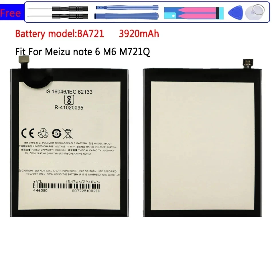Новый аккумулятор BA721 BA 721 3920 мАч для Meizu Meilan Note 6 Note6 M6 M721Q + Бесплатные инструменты