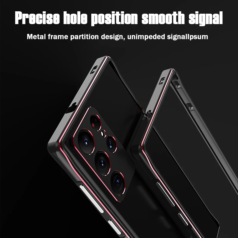 Luxury Double Patchwork Color Aluminum Bumper For Samsung Galaxy S22 S23 Ultra Note 20 Ultra Metal Camera Protection Cover Coque