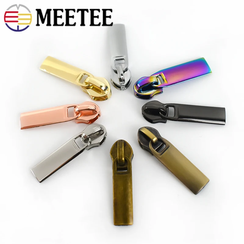 

50pcs Meetee Metal Zipper Slider for 5# Nylon Zippers Bag Clothing Pocket Zip Head Puller DIY Sewing Repair Hardware Accessories
