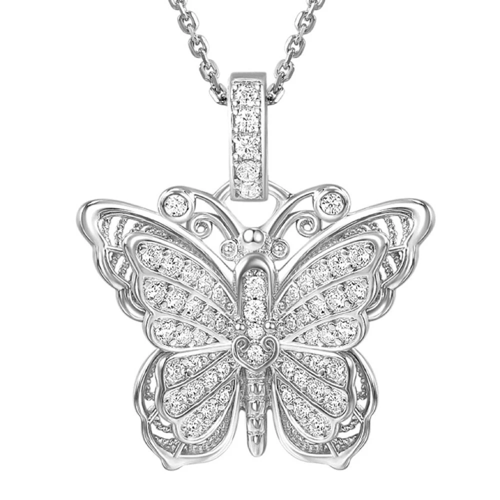 WUIHA 18-каратное позолоченное серебро 925 пробы с бабочкой лабораторный сапфир