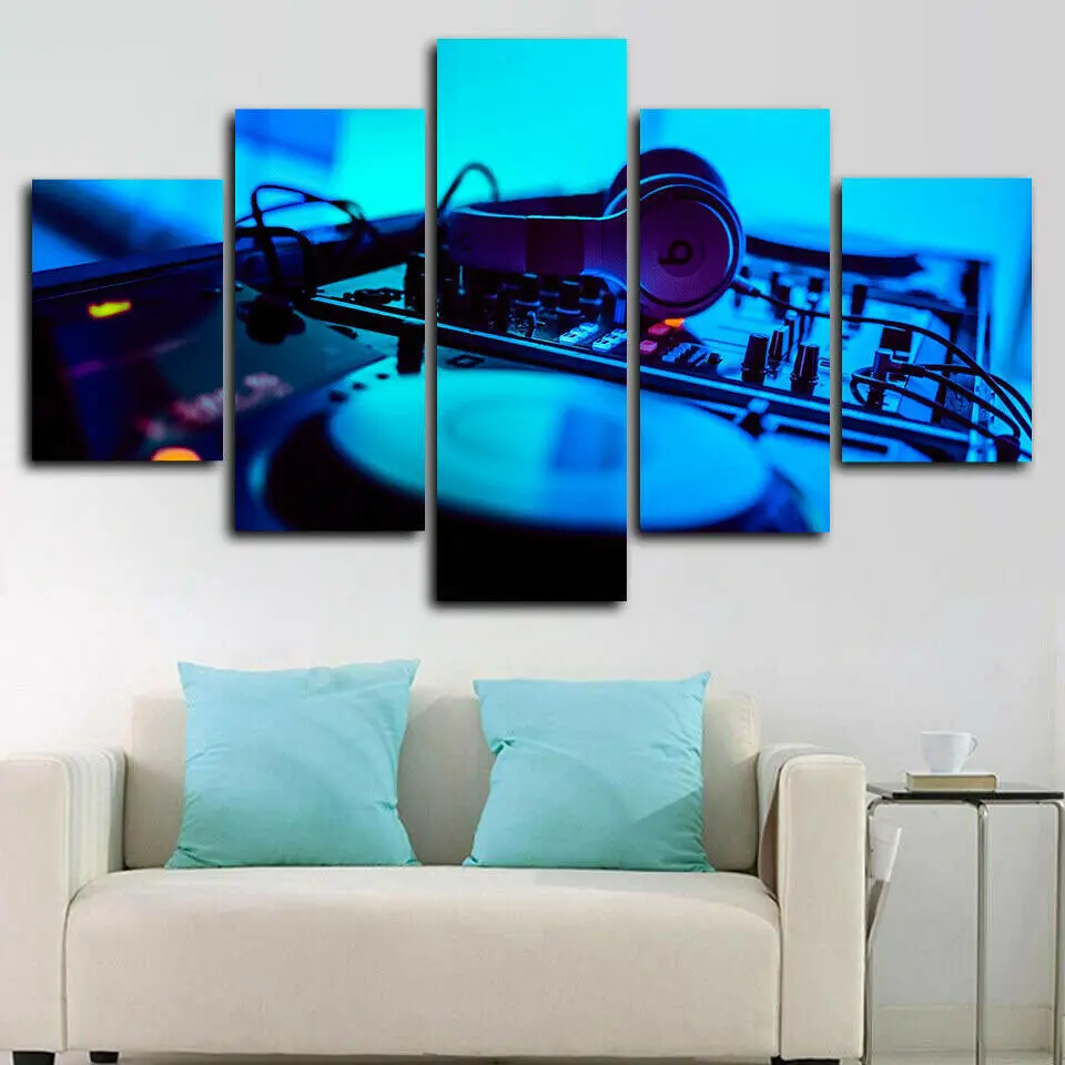 

Music DJ Console Instrument Mixer 5 Panel Canvas Print Wall Art Home Decoration No Framed 5 Piece Paintings HD Print Home Decor