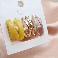 gold acrylic 3prsset fashion drop earrings set big circle piercings earrings jewelry for women girl hoop cute ear buckle