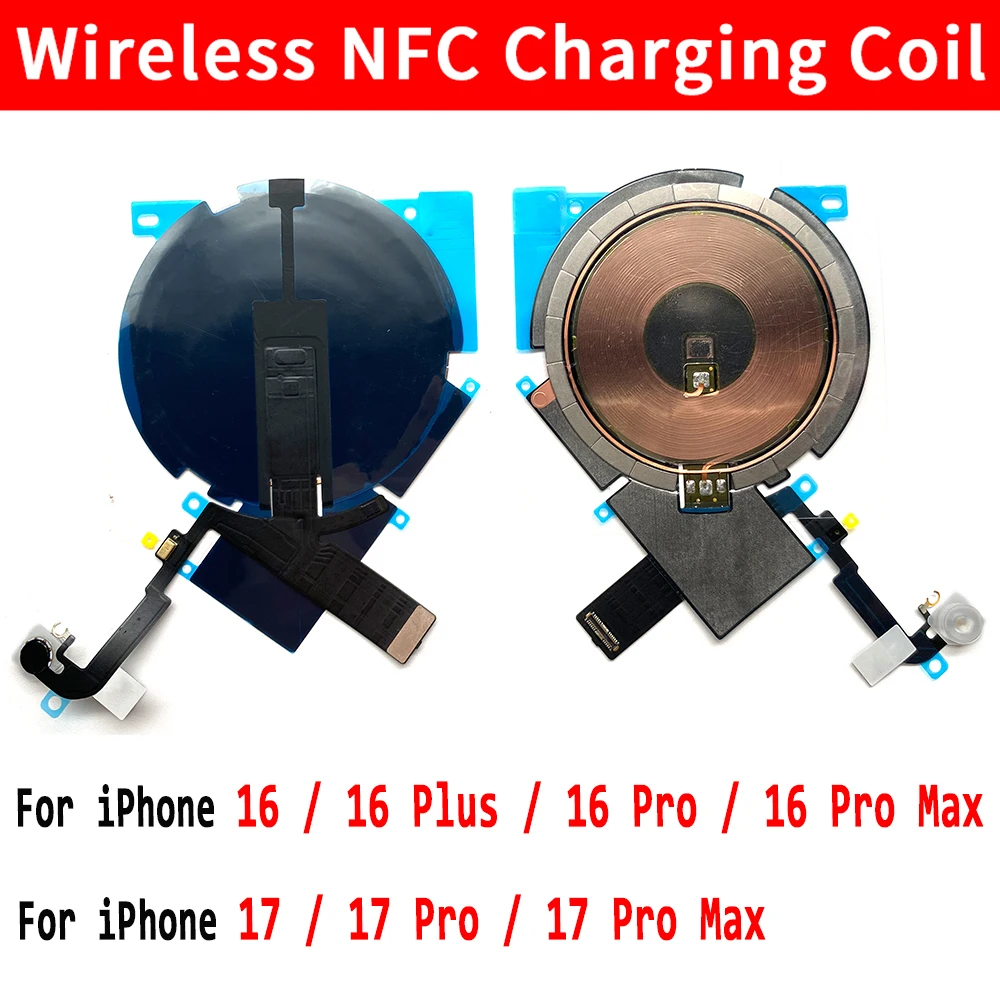 Фото НОВЫЙ Чип беспроводной зарядки, NFC-катушка, панель зарядного устройства, наклейка, гибкий кабель для регулировки громкости для iPhone 16 Plus 17 Pro Max №1