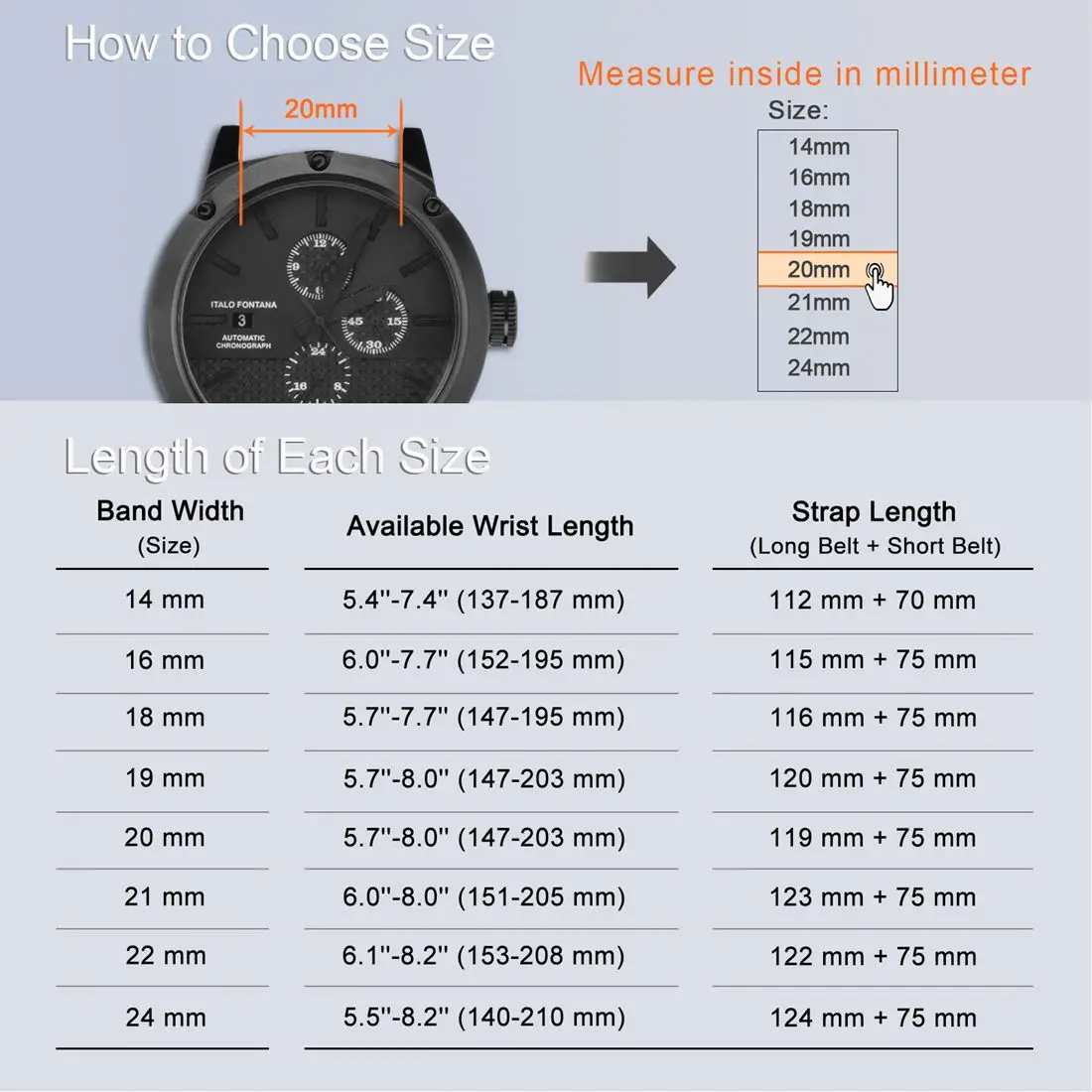 WOCCI Silicone Strap Black Stainless Steel Buckle Quick Release 13 Colors Available 14mm 16mm 18mm 19mm 20mm 21mm 22mm 24mm