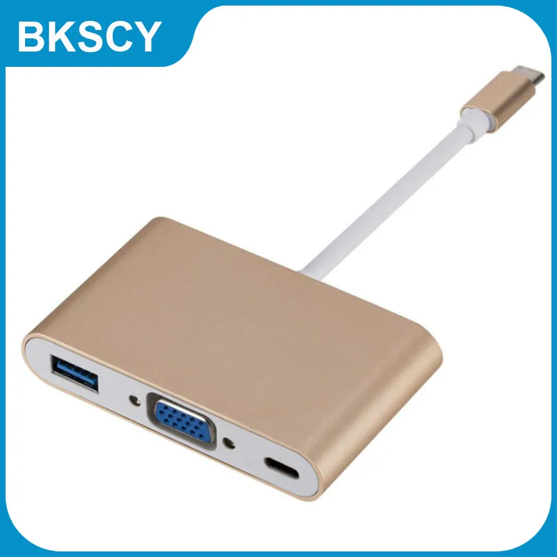 

Bkscy USB 3.1 Type C Hub To VGA USB 3.0 USB-C Multiport Adapter Converter Cable for Macbook Pro Huawei Matebook P20 Samsung S8