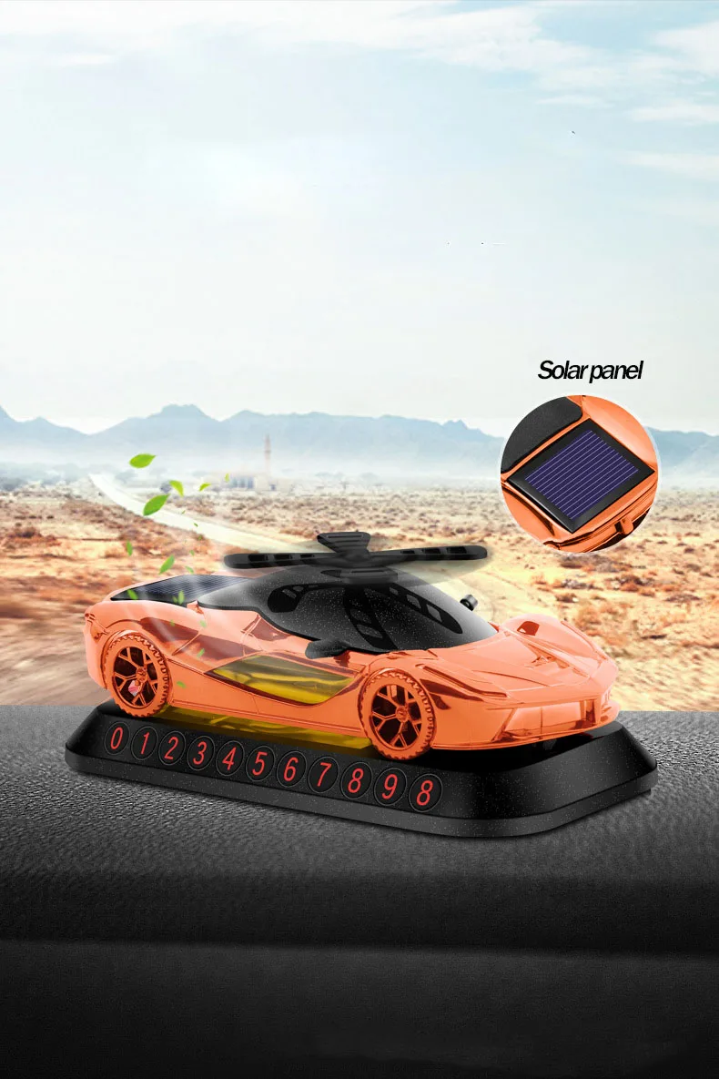 New Solar Car Model Car Parfum Telephone Parking Number Plate Aircraft Perfume Ornament Inside Decorative Ornament Light and Las images - 6