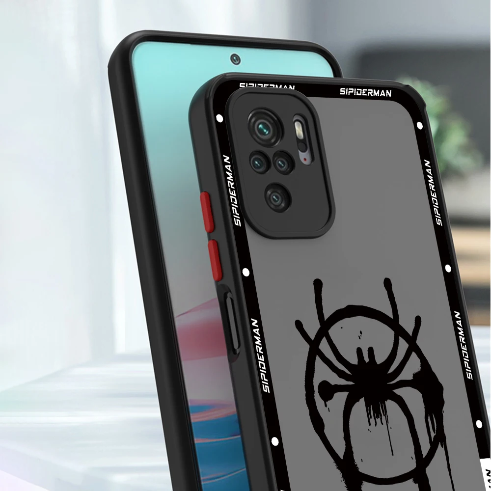 Матовый чехол для телефона Xiaomi Redmi Note 11 Pro 9T 9S 10S 12S 9 12 13 10 11S 11T Marvel Sipiderman логотип