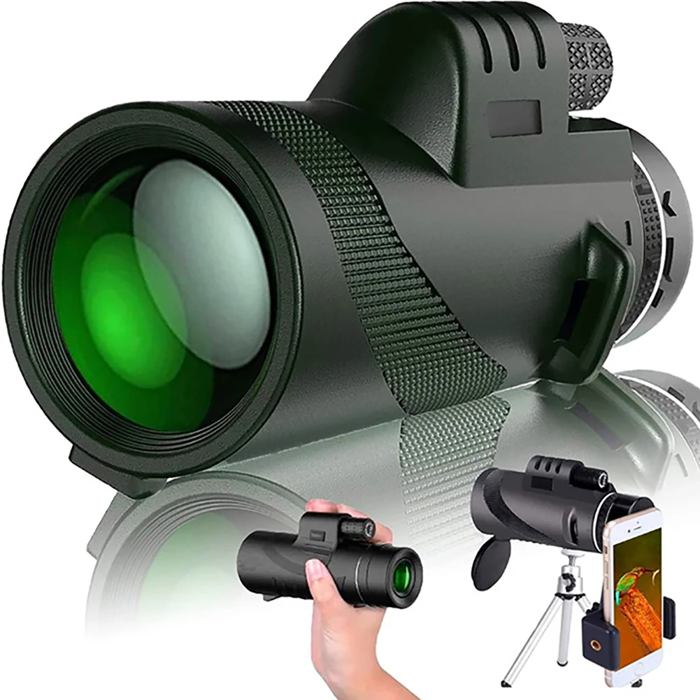 

80x100 Professional HD Telescope 20000m IPX6 Waterproof Phone Telescope High Magnification Micro Telescope for Camping Hiking