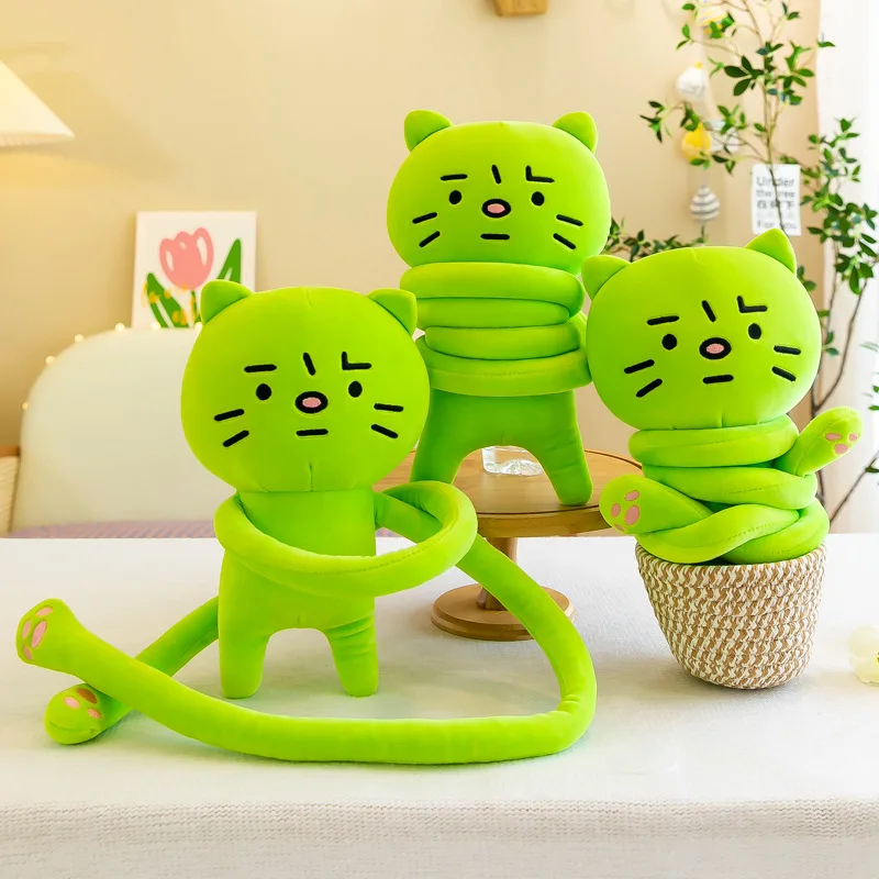 

30Cm Long Hands Anxious Cat Plush Doll Toys Girls Green Cat Backpack Children Soft Stuffed Anxious Cat Doll Birthday Gift Gifts
