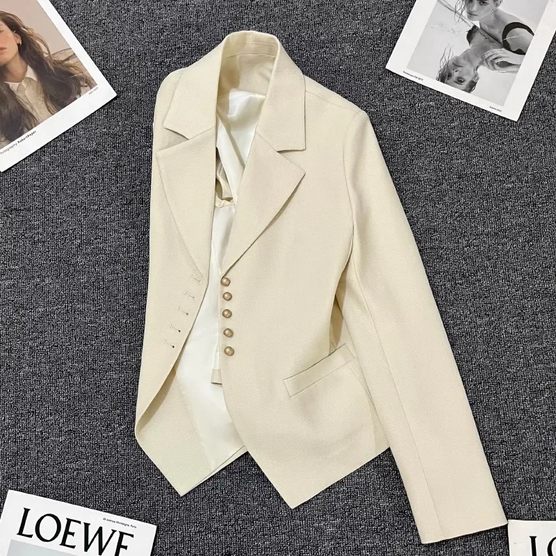 Женский белый пиджак Новинка весна-осень 2024 простая элегантная универсальная