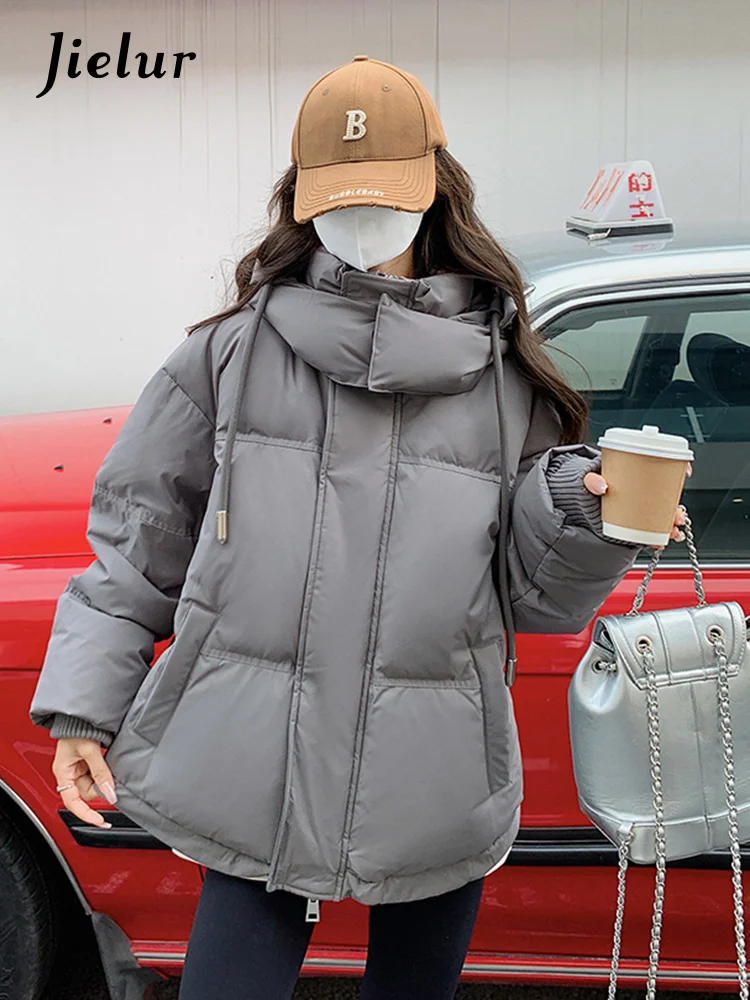 Черная свободная теплая Толстая Женская парка с капюшоном Корейская зимняя