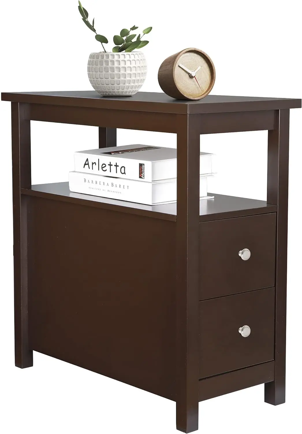 

End Table Side Table with Drawer and Open Shelf Sofa Table for Living Room Bedroom, Small Table for Bedside, Espresso