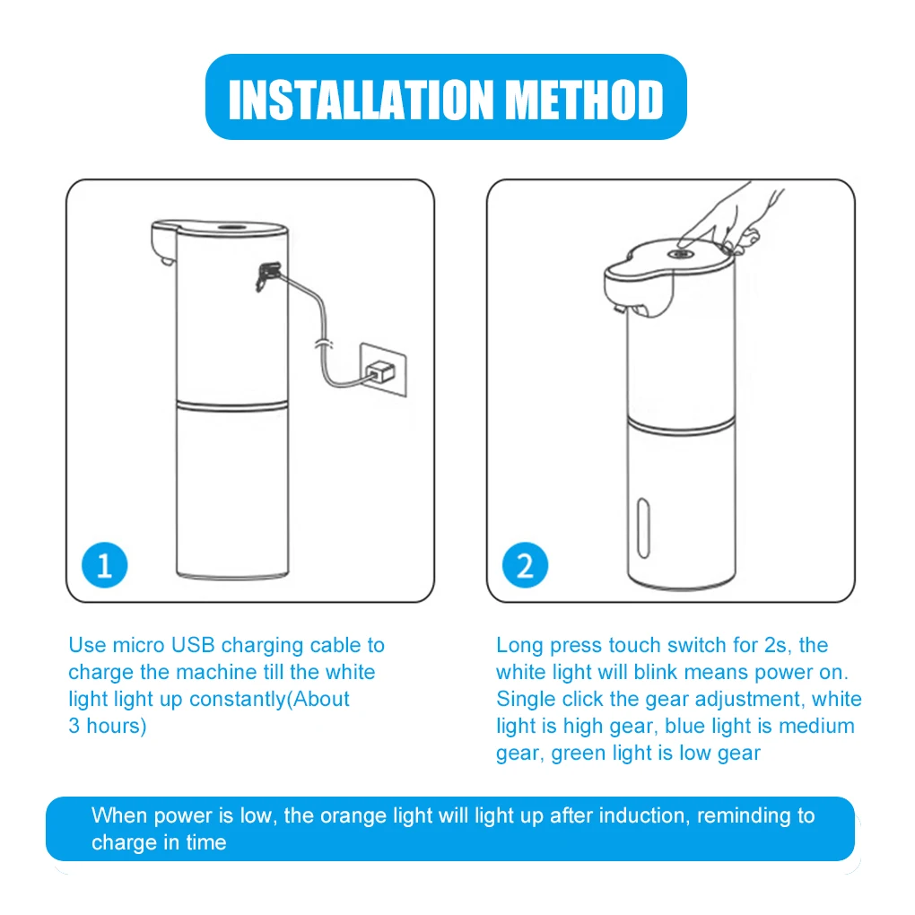 

Automatic Foam Dispenser Touchless Rechargeable USB Charging Home Hotel Restaurant Hand Washer Bathroom Supplies