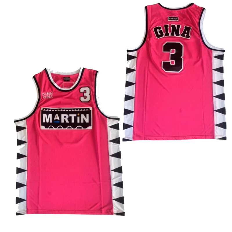 

BG basketball jerseys MARTIN 3 GINA Embroidery sewing Outdoor sportswear Hip-hop culture movie PINK summer