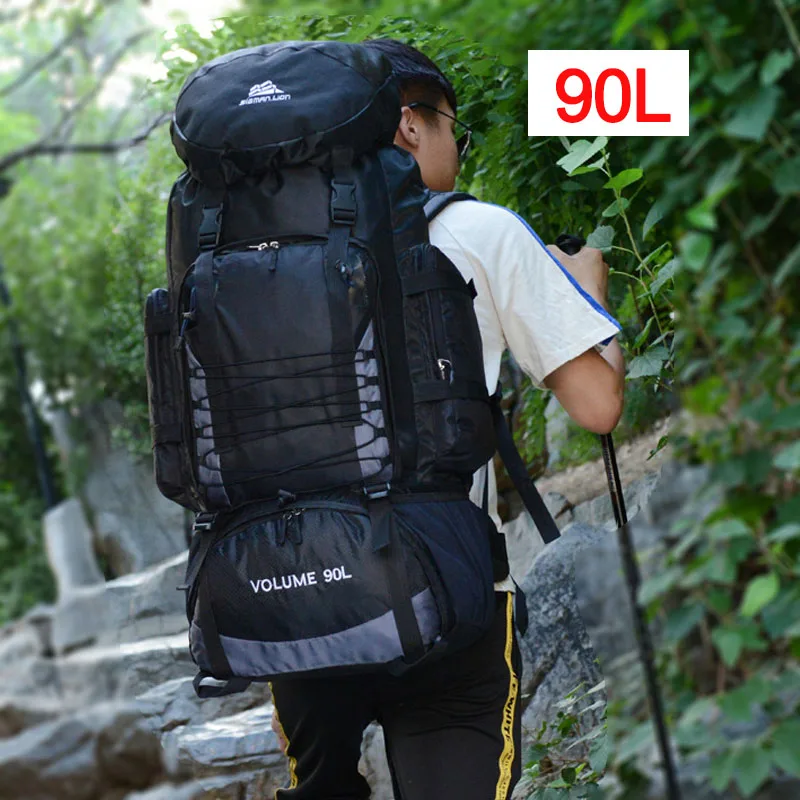 90L 80L Travel Bag Camping Backpack Hiking Army Climbing Bags Trekking Mountaineering Large Camping Bag Travel Backpack XA857+WA