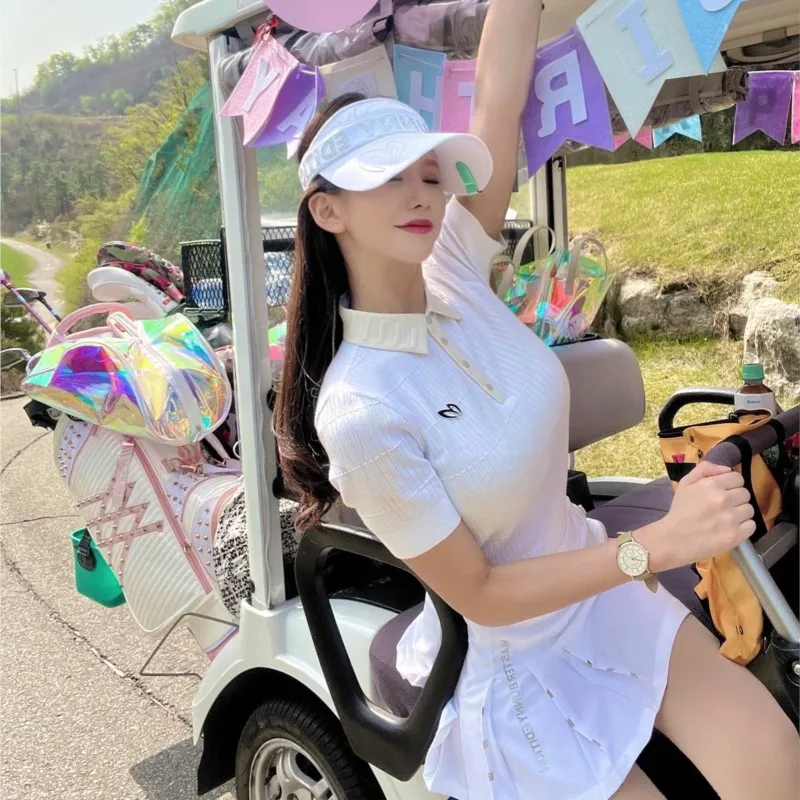 Golf clothing women's summer mid-sleeve Polo shirt fashion high-quality slim slim short-sleeved T-shirt