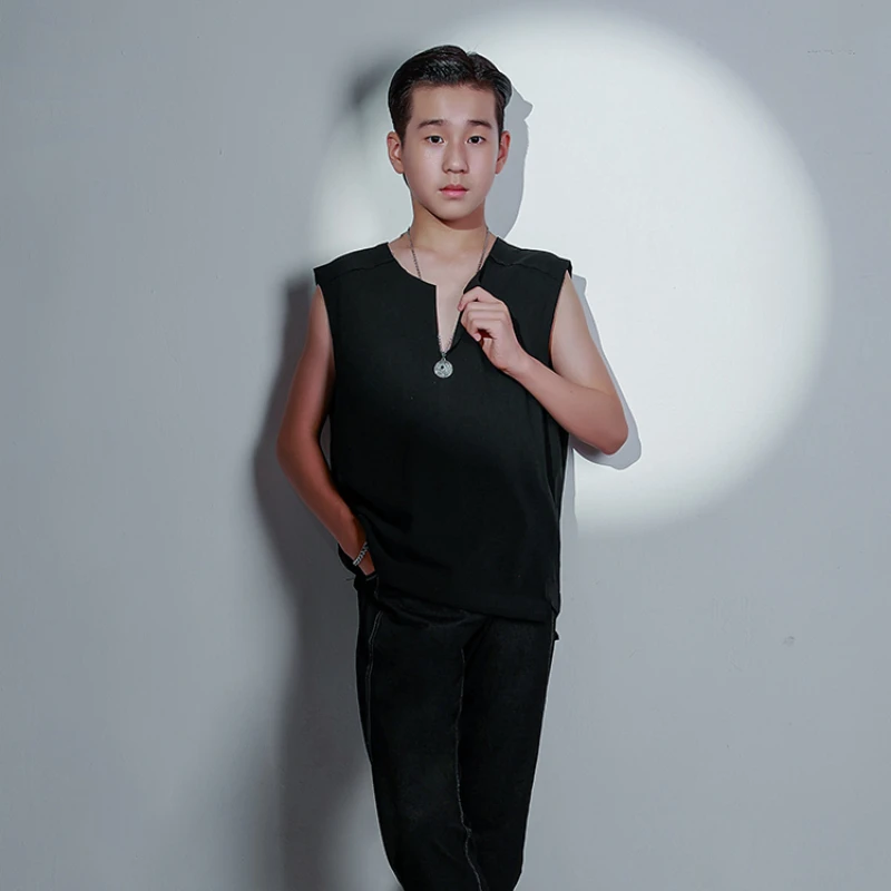 Танцевальные топы без рукавов DAS462 для мужчин и детей латиноамериканских танцев