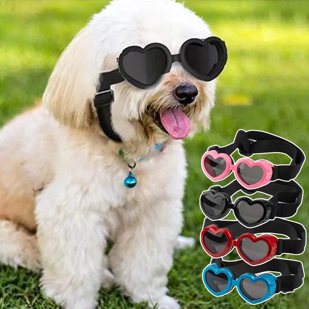 

Fashion Love Heart Outdoor Travel Pet Sunglasses For Small Medium Dogs Adjustable Dog Cat Yorkshire Glasses Mascotas Accessories