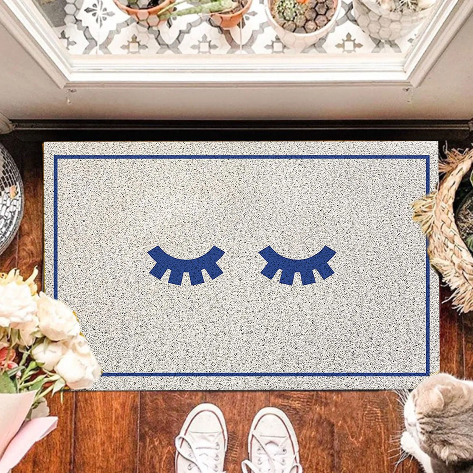 

Cartoon Yellow Face Silk Circle Door Mats Household Door Mats Non Slip Rubbing Soil Door Mats Home Can Warmer Blanket Electric