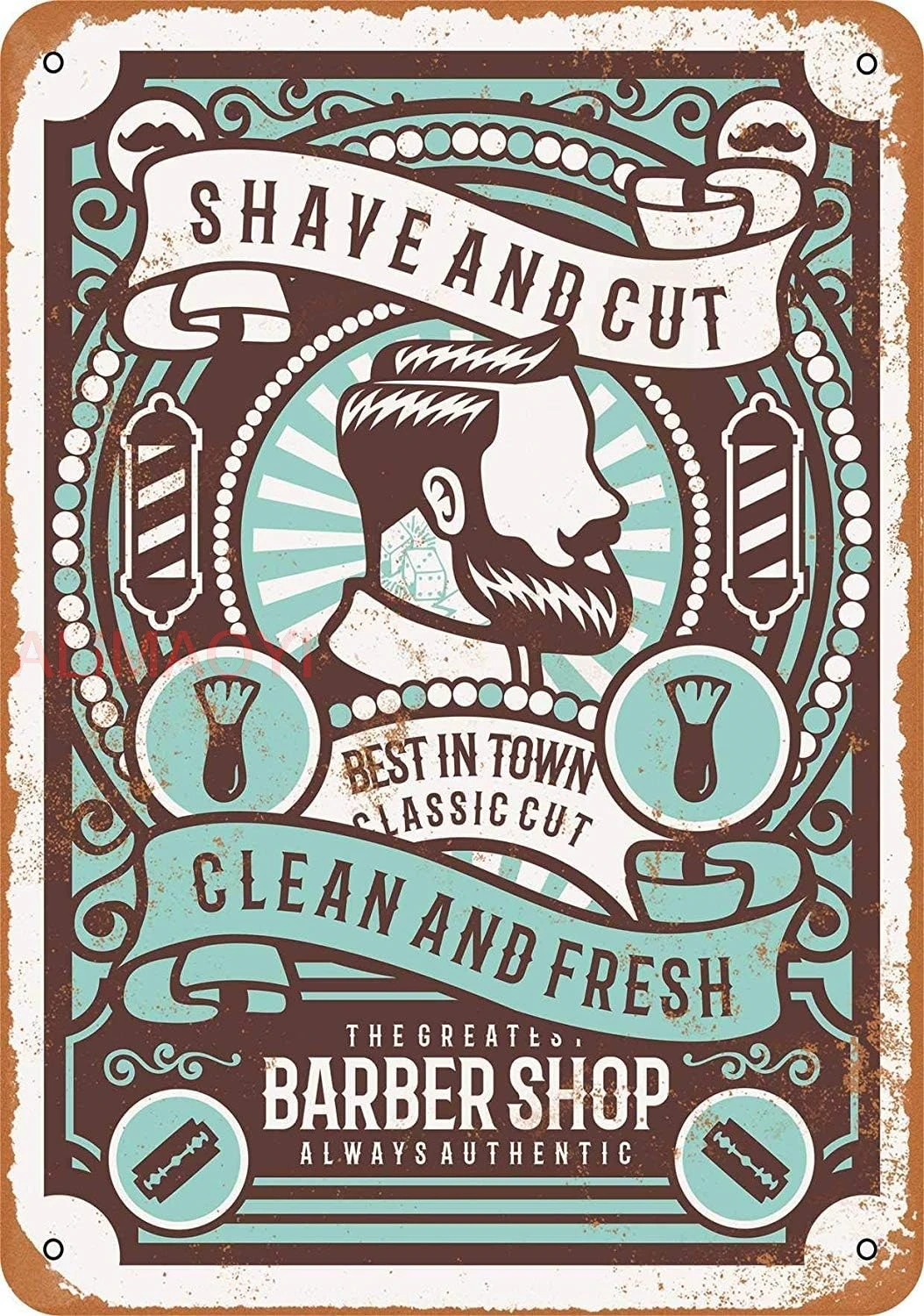 Металлическая вывеска для парикмахерской 8x12