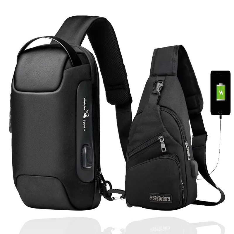 2 шт./комплект мужская сумка через плечо с USB-разъемом |