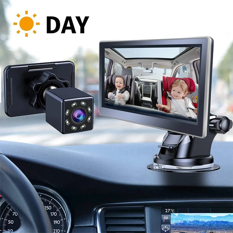 

4.3 Inch Baby Car Mirror Back Seat Car Camera With HD Night Vision Function Car Mirror Display Reusable Sucker Bracket