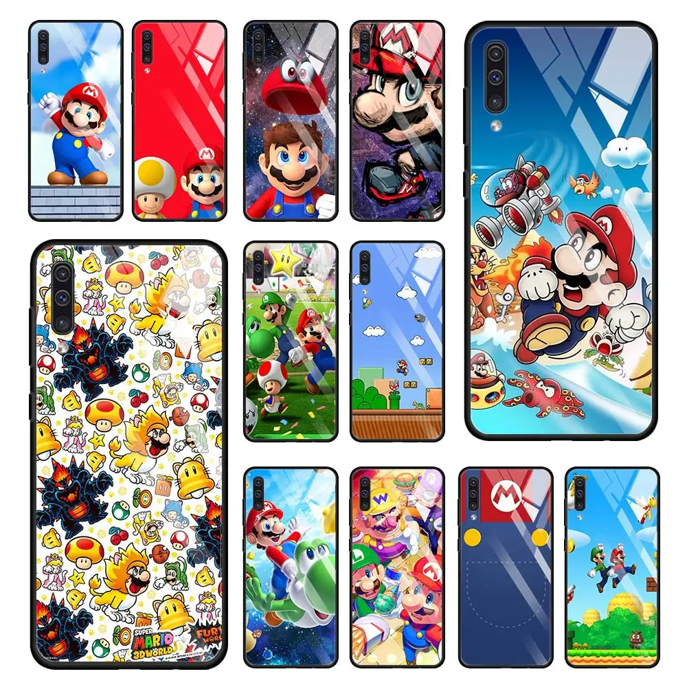 

Super Mario Game Glass Case For Samsung Galaxy A51 A52 A71 M51 A50 A91 A31 A12s A70 M31 M30s Tempered Phone Cover