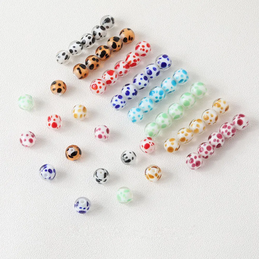 

6PCS Glass Speckle Beads Personalized Septal Bead for Jewelry Making Bracelet DIY Hand-made Beaded Accessories 10mm