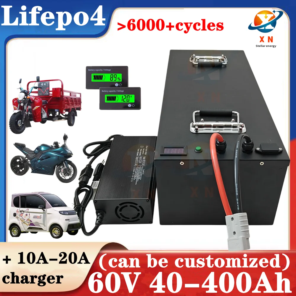 Фото 20S 60V 40Ah 80Ah 100Ah 150Ah 200Ah 240Ah 300Ah 400Ah Lifepo4 аккумулятор для 3KW 6KW EV RV мотоцикла трехколесного велосипеда экскурсионный автомобиль №1