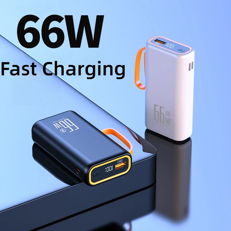 Новый компактный ремешок Power Bank 50000 мАч 66 Вт двусторонняя быстрая зарядка PD 20