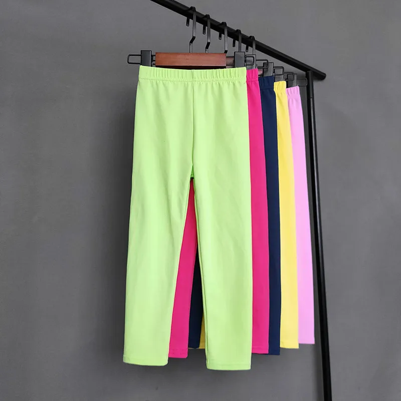 

Spring and Summer Girlskidsleggings Sweet Children Solid Color Milk Silk Elastic Slim Fit Baby Girl All-Match Pants