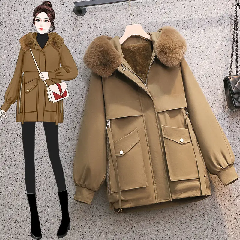 Pai Overcome 2022 Korean Autumn and Winter New Thickened Cotton Shirt Women's Loose Slim Mid Length Women's Jacket