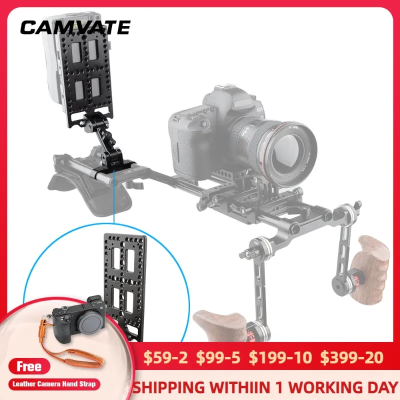 

CAMVATE Adjustable Battery Support Bracket With Cheese Plate & Standard 15mm Double Rod Clamp For DSLR Camera Battery Mounti