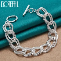 doteffil 925 sterling silver matte smooth ring chain bracelet for women man fashion wedding engagement party jewelry