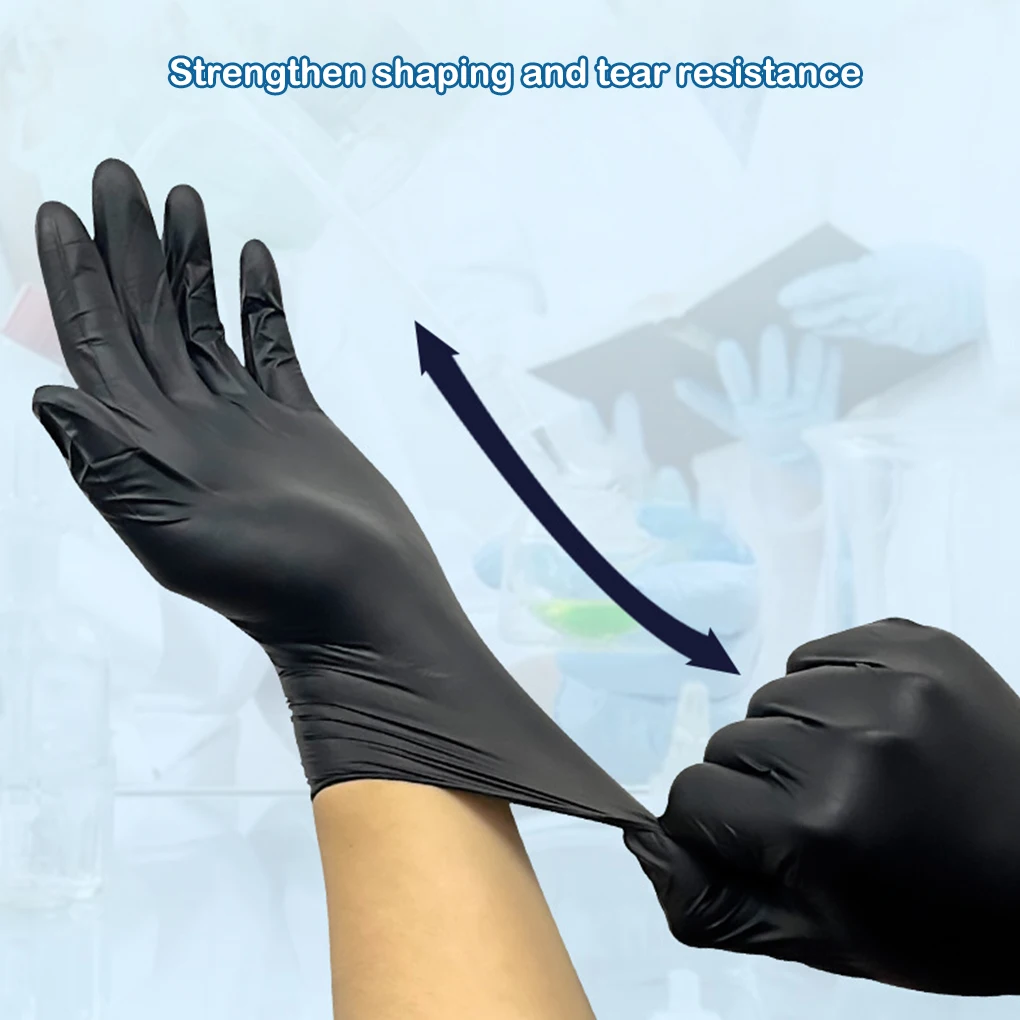 

100Pcs Single-use Nitrile Glove Solid Color Elastic Waterproof Anti-corrosive Body Art Touch Screen Gloves Blue