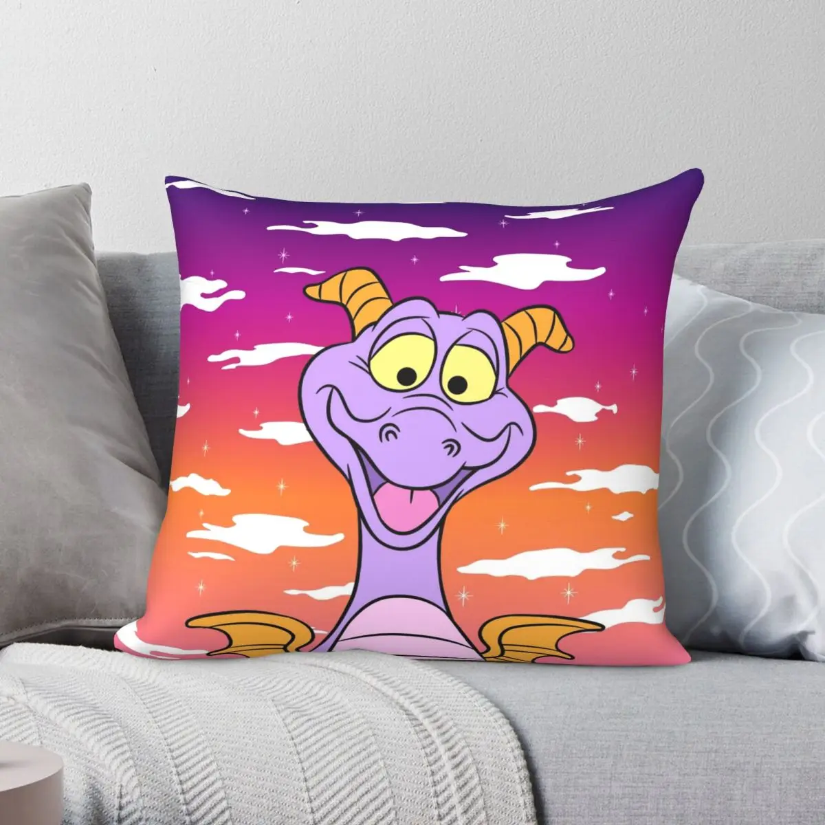 

Чехол для подушки с принтом на закате из полиэстера и льна