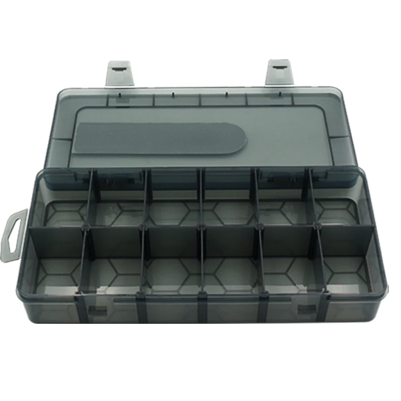 AMR Organizer Box for Earrings ,Ring,Screw Storage, Black Clear Plastic Box with 12 Small Removable Compartment Tray