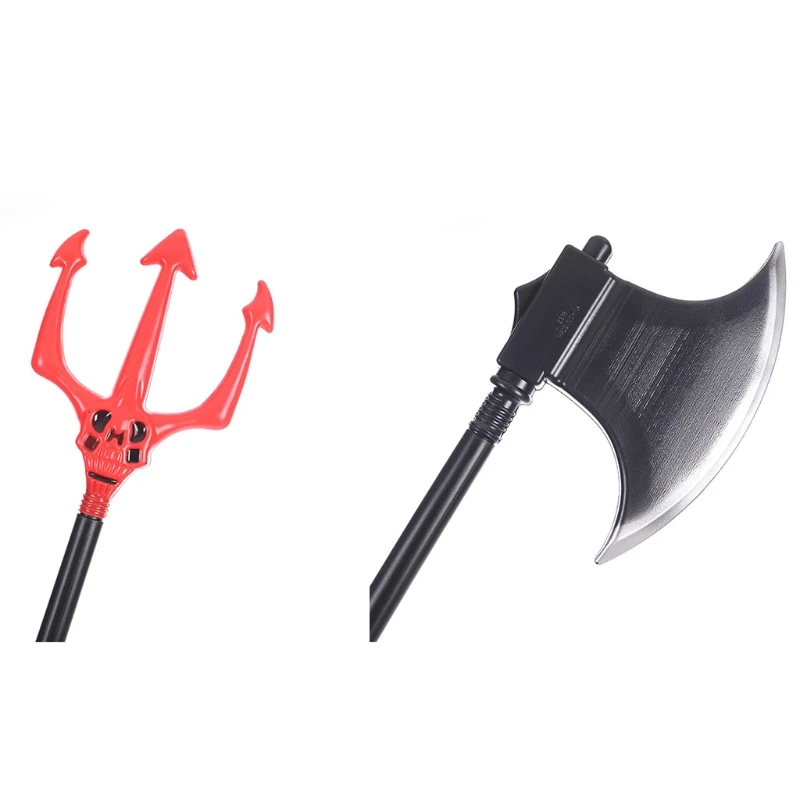 

Halloween Stage Props Axe/Red Trident Viking Medieval Costume Cosplay Ax Devil Novelty Red Three-pointed Pitchfork for Children