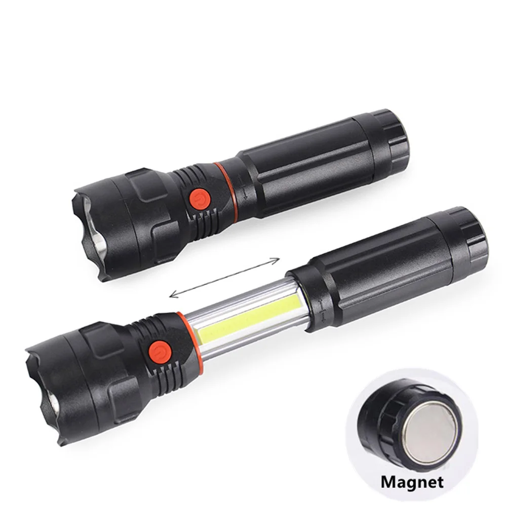 

Super Bright LED COB Torch Flashlight Powerful AAA Batteries Work Light Portable Zoomable Camping Lamp Lantern With Magnetic