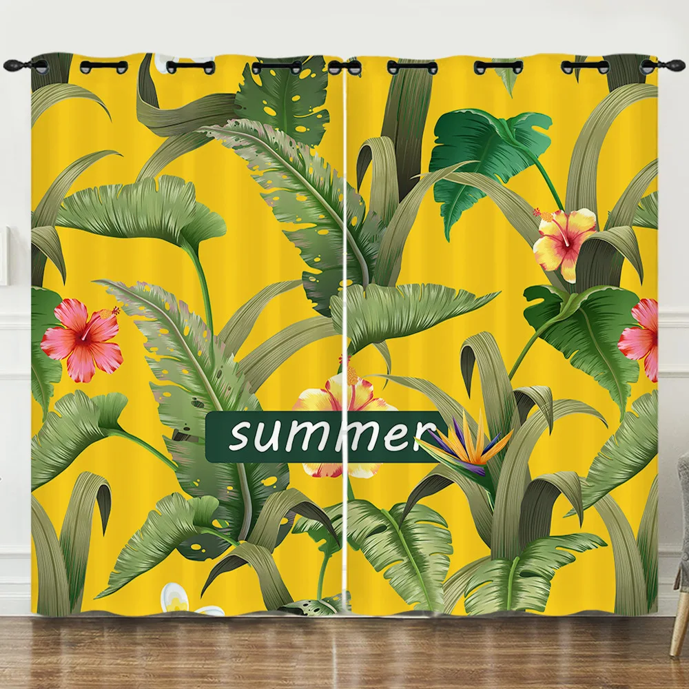 

Затемняющие занавески с тропическими растениями, затемняющие занавески с принтом в комнату, теплоизолированные шумоподавляющие занавески...