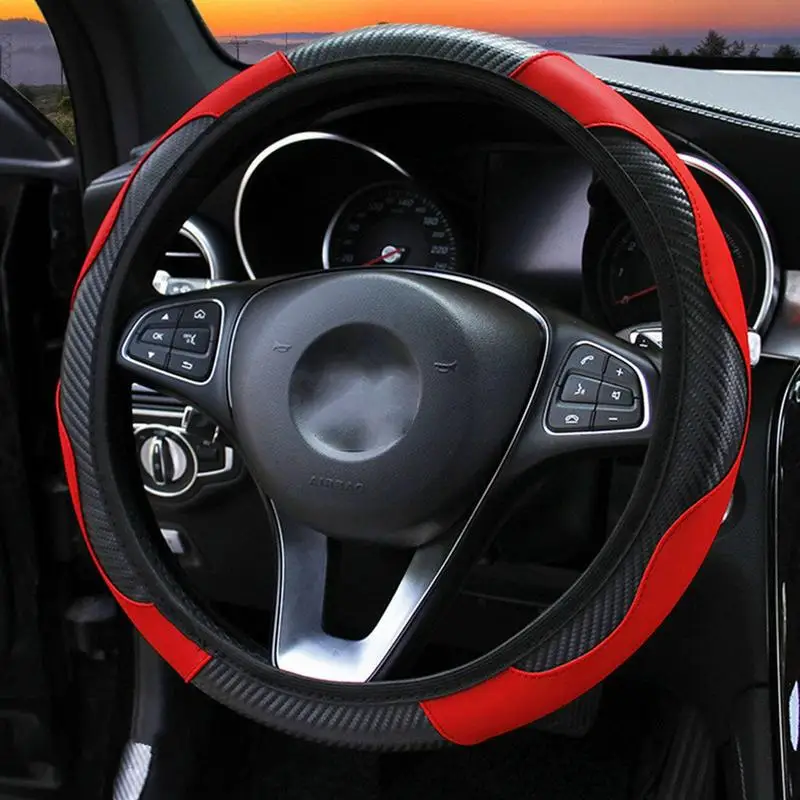 

Car Steering Wheel Cover PU Leather Wheel Protector With Anti-Slip Lining Vehicle Accessory For Car With A Diameter Of 14.5"-15"