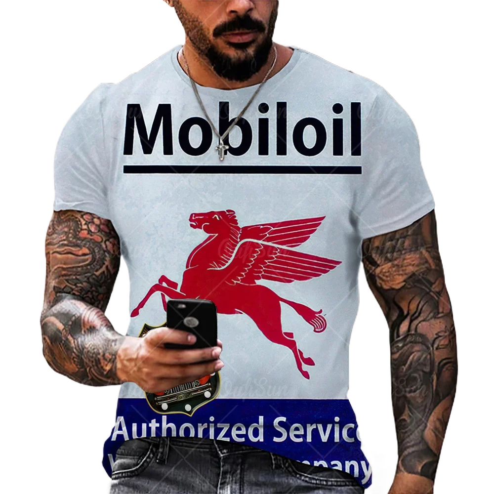 Мужская Футболка Оверсайз С Коротким Рукавом Винтажная Уличная Мотоциклетная