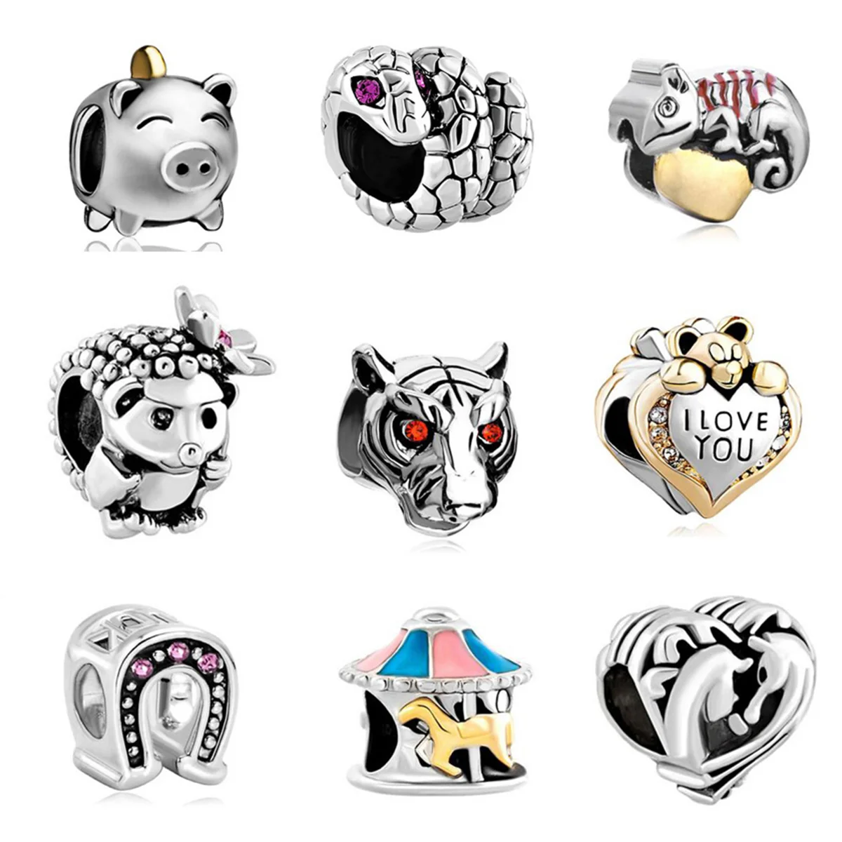 Очаровательные бусины в виде ежа тигра лошади животных подходят для браслета